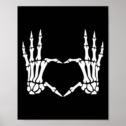 Poster Squelette Mains Coeur Signer Retro Costume Hallowe (Devant)