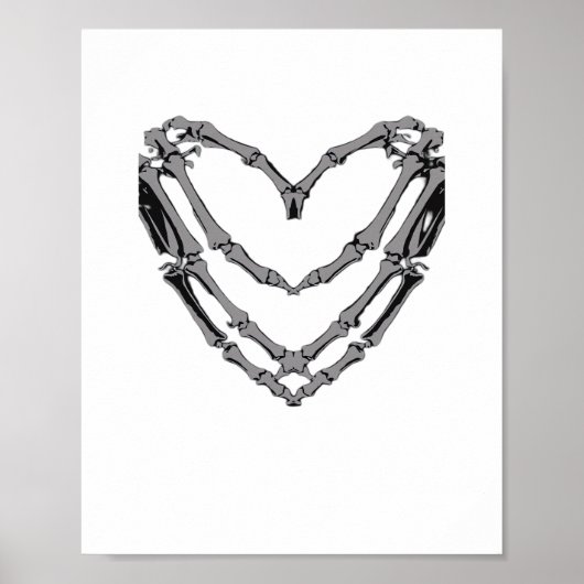 Poster Squelette Mains Coeur Signer Retro Costume Hallowe (Devant)