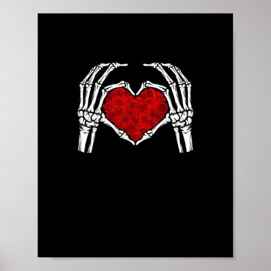 Poster Squelette Mains de coeur Signe Saint Valentin Mign (Devant)