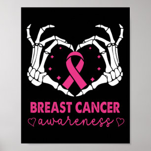 Poster Squelette Mains signe du coeur Halloween Cancer du