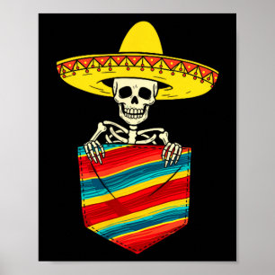 Poster Squelette mariachi serape poche cinq de mayo