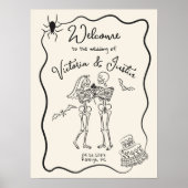 Poster Squelette marié marié main tirée Mariage Bienvenue (Devant)