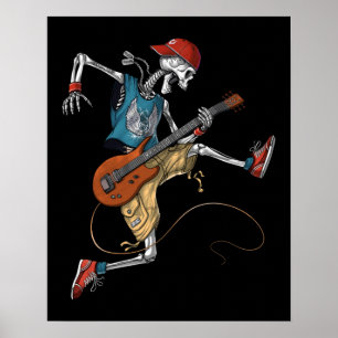 Poster Squelette Metal Guitariste