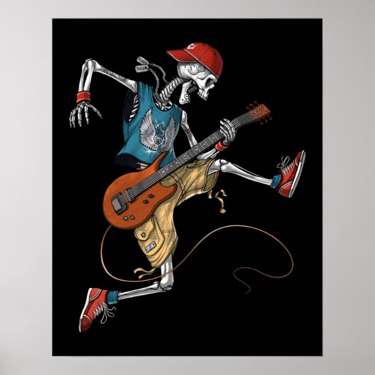 Poster Squelette Metal Guitariste (Devant)