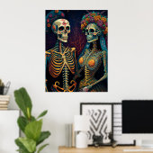 Poster Squelette mexicain Art Couple Jusqu'à la mort fais (Bureau à domicile)