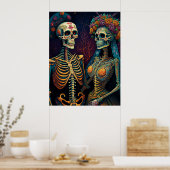 Poster Squelette mexicain Art Couple Jusqu'à la mort fais (Cuisine)