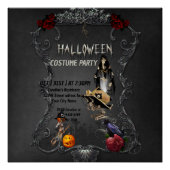 Poster Squelette petite sorcière et corneille (Devant)