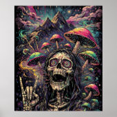 Poster Squelette psychédélique cool sous lumière noire  (Devant)