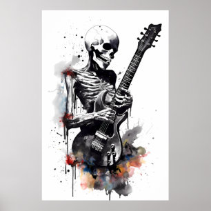 Poster Squelette Rasage Sur La Guitare