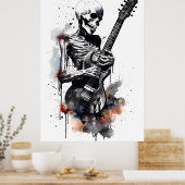 Poster Squelette Rasage Sur La Guitare (Cuisine)