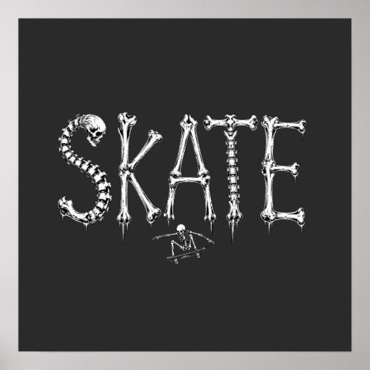 Poster Squelette SKATE Design Horreur (Devant)
