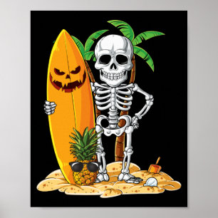 Poster Squelette Surf Halloween Hawaï Hawaïen Hommes