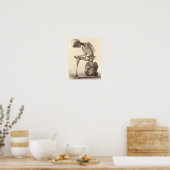 Poster squelette vintage Sitting Imprimer (Cuisine)