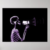POSTER SQUELETTE X-RAY SUR MEGAPHONE - POURPULAIRE (Devant)