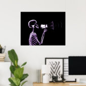 POSTER SQUELETTE X-RAY SUR MEGAPHONE - POURPULAIRE (Bureau à domicile)