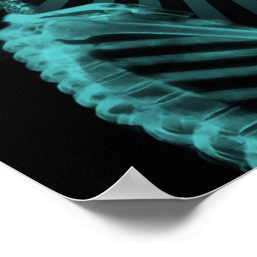 Poster Squelette X-Ray sur Megaphone - Turquoise (Coin)