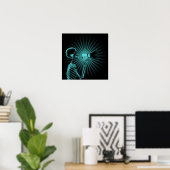 Poster Squelette X-Ray sur Megaphone - Turquoise (Bureau à domicile)