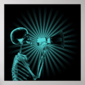 Poster Squelette X-Ray sur Megaphone - Turquoise (Devant)