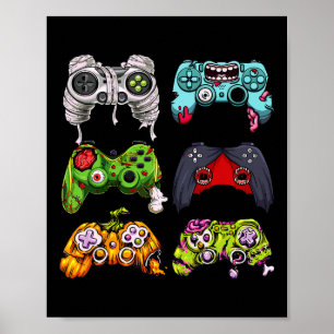 Poster Squelette Zombie Contrôleurs de jeu Halloween Game