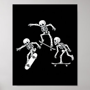 Poster Squelettes de skateboard Halloween Garçons skateur