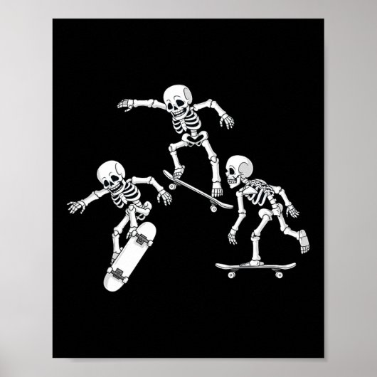 Poster Squelettes de skateboard Halloween Garçons skateur (Devant)