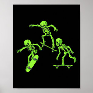 Poster Squelettes de skateboard Halloween garçons skateur
