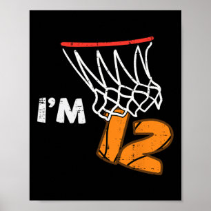 Poster Squetll d'anniversaire 12 ans Je suis 12 Douze ans