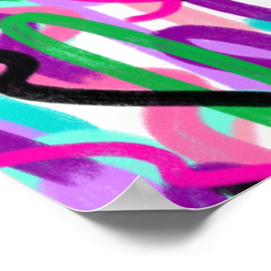 Poster Squiggles colorés Art Abstrait (Coin)