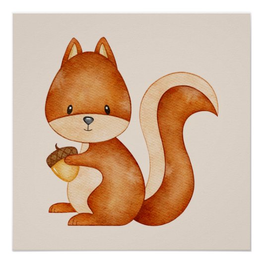 Poster Squirrel - decoração quarto infantil bebê (Devant)