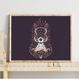 Poster Squirrel   Forest Animal Squirrel Wall Print 