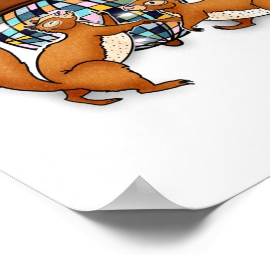 Poster Squirrels Disco Funny Party  (Coin)