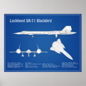 Poster SR-71 Blackbird - Plan directeur de l'avion ABD (Devant)