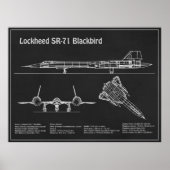 Poster SR-71 Blackbird - Plan directeur de l'avion PD (Devant)