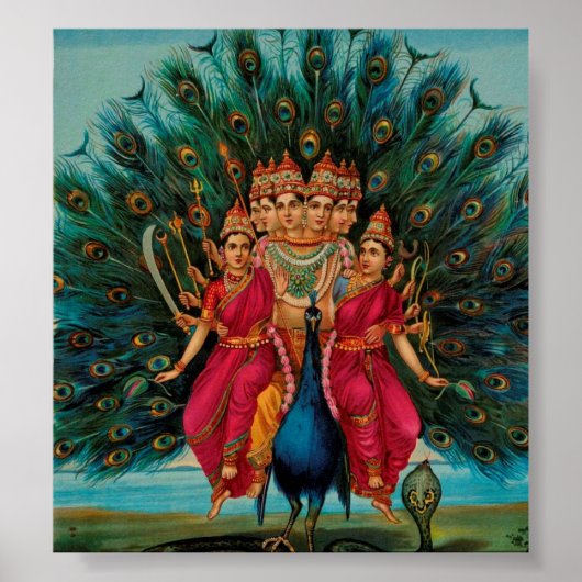 Poster Sri Shanmukaha Subramania Swami par Raja Ravi Varm (Devant)