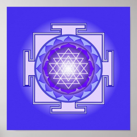 Poster Sri Yantra Mandala Purple and Blue Print (Devant)