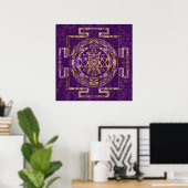 Poster Sri Yantra / Sri Chakra Améthyste et or (Bureau à domicile)