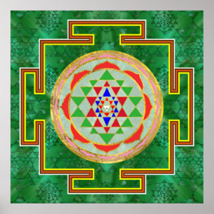 Poster Sri Yantra / Sri Chakra en couleur