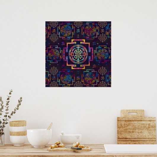 Poster Sri Yantra / Sri Chakra en couleur (Cuisine)