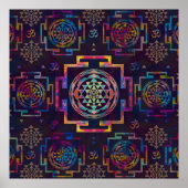 Poster Sri Yantra / Sri Chakra en couleur (Devant)