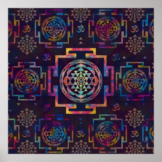 Poster Sri Yantra / Sri Chakra en couleur (Devant)