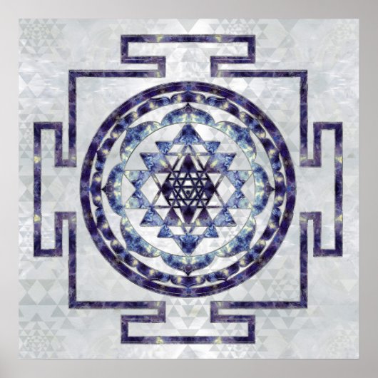 Poster Sri Yantra / Sri Chakra Gemstone et perle (Devant)