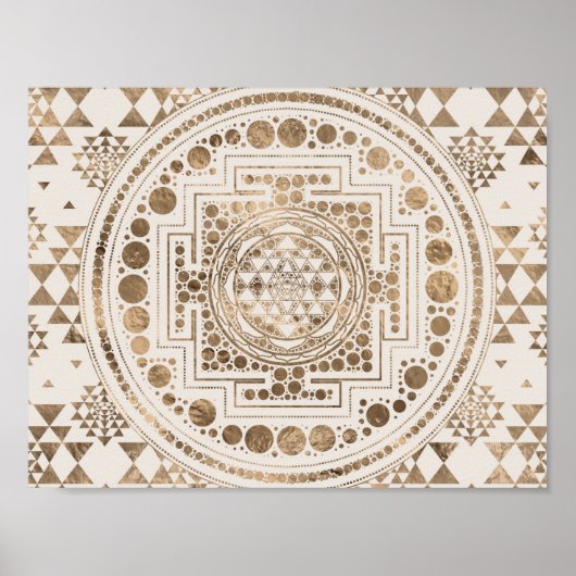 Poster Sri Yantra / Sri Chakra Pastel Gold (Devant)