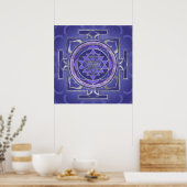 Poster Sri Yantra / Sri Chakra violet et argent (Cuisine)