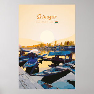 Poster Srinagar, Inde - Bateaux Shikara du lac Dal