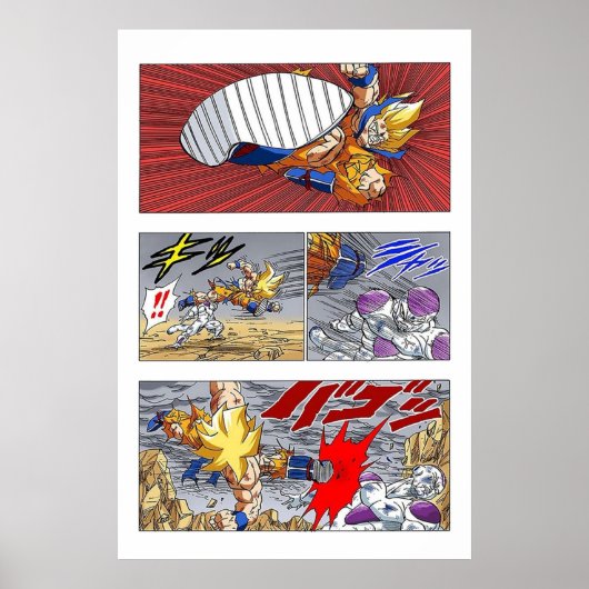 Poster SSJ Goku frappe Frieza (Devant)