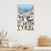 Poster St Anton Tyrol Ski Print, Chalet and Mountain (Cuisine)