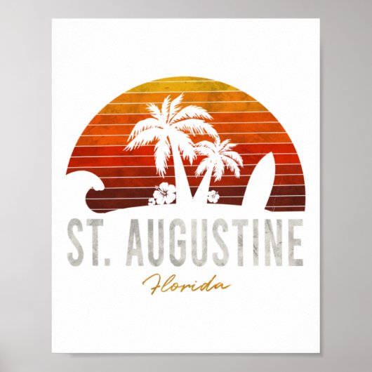 Poster St Augustine Beach Floride Fl Palms Surf de vacanc (Devant)