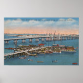 Poster St. Augustine, FL - Vue du pont des Lions (Devant)