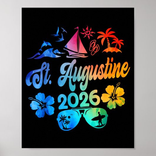 Poster St. Augustine Florida 2026 Vacation Tie Dye Summer (Devant)