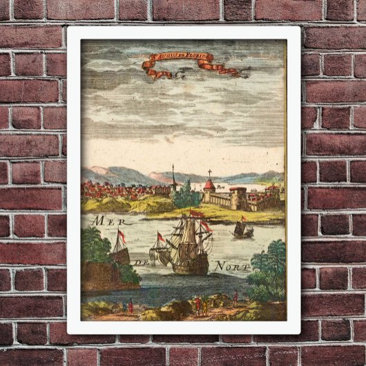 Poster St. Augustine Florida Antique 1686 Gravure
